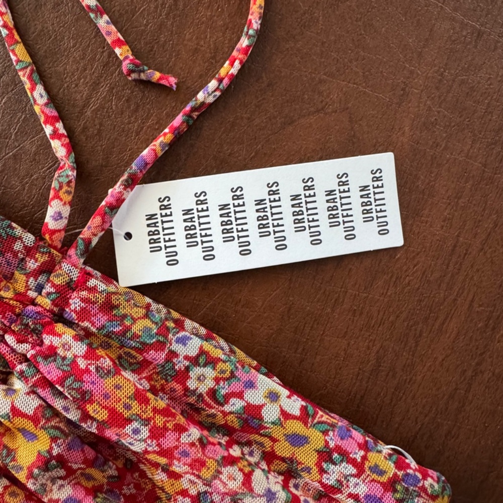 NWT Urban Outfitters Floral Cinched Halter Tube Crop Top Size S - Picture 6 of 10